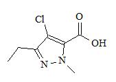 1-甲基-3-乙基-4-氯吡唑-5-甲酸； 
4-Chloro-3-ethyl-1-methyl-1H-pyrazole-5-carboxylic acid；
EMCA
